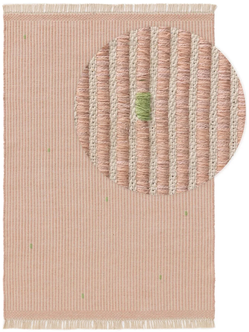 Tapis kilim rayé enfant rose en coton 150x220 cm