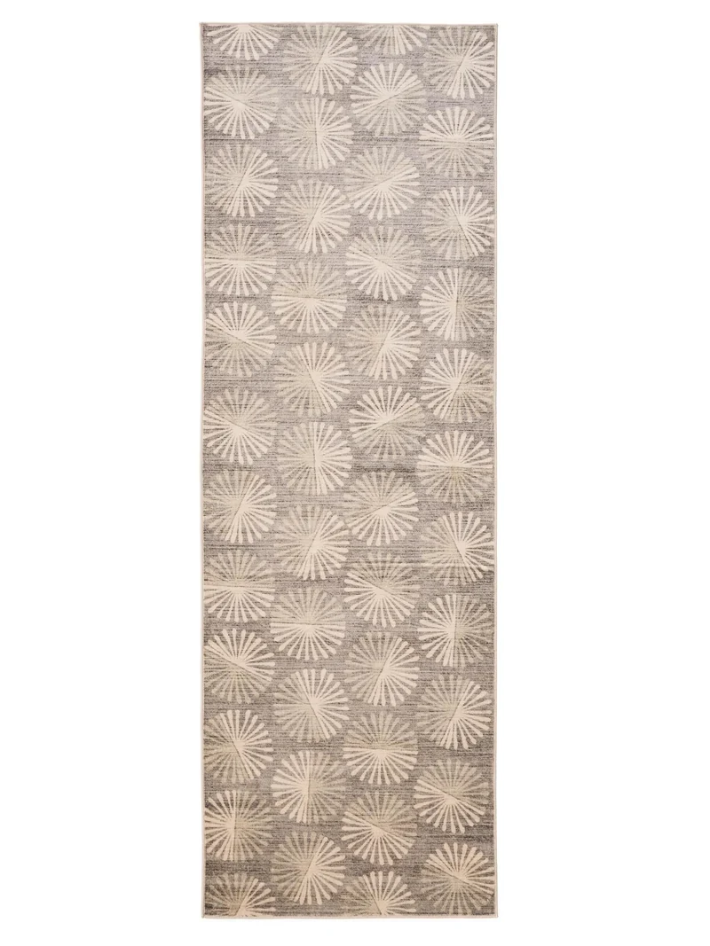 Tapis retro motif à fleurs de couloir taupe 80x240 cm