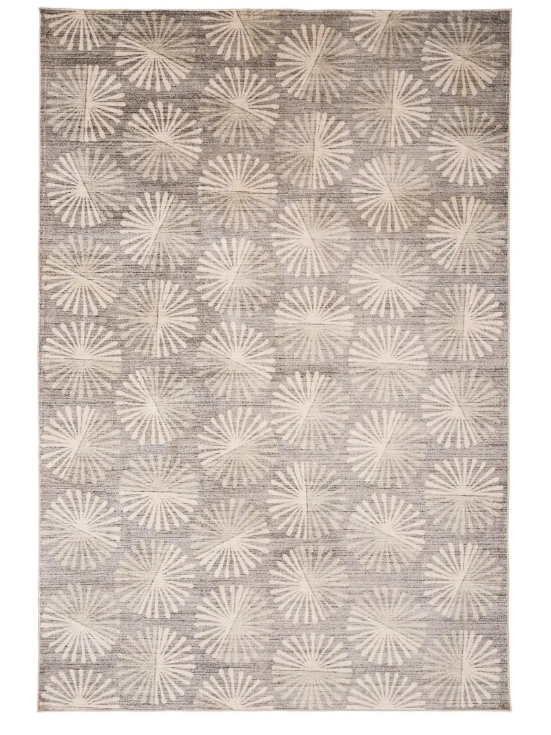 Tapis retro motif à fleurs taupe 80x150 cm