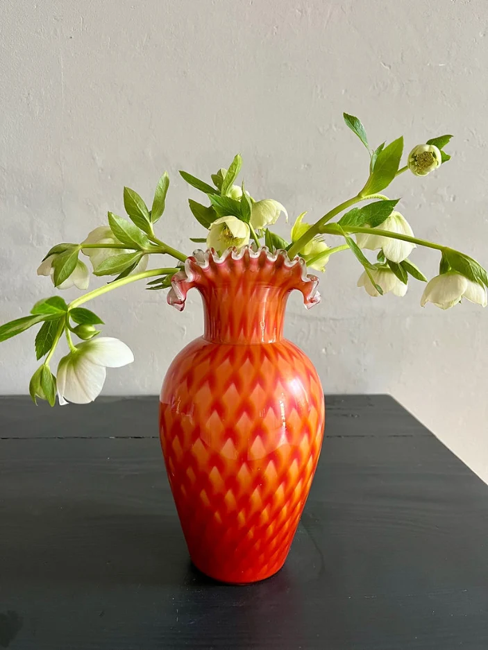 Vase en verre orange - Opaline