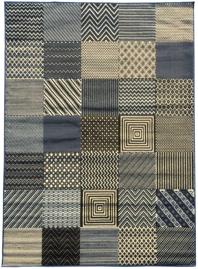 Tapis Bleu Ethnique géométriques GEOTREM