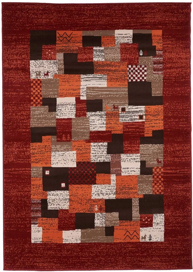 Tapis de Salon Rouge style Oriental TETRA