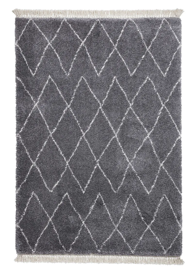 Tapis Berbère Gris Shaggy BOHO 8280