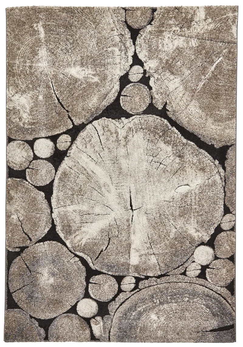 Tapis Beige troncs d'arbres intérieur poils ras WOODLAND