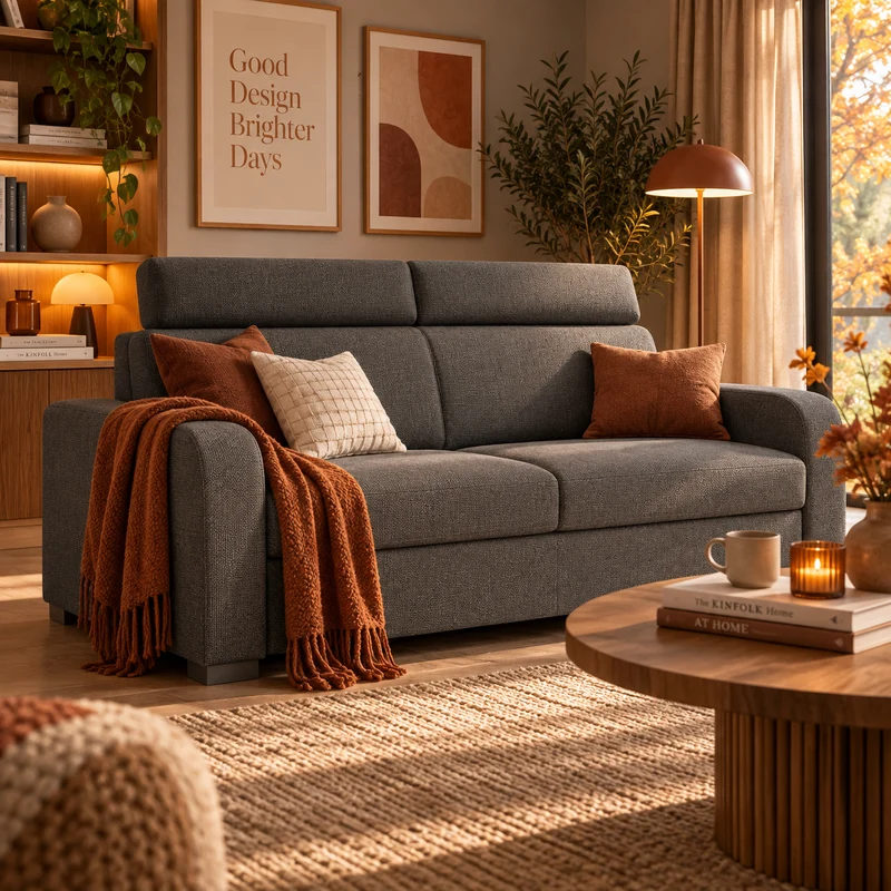 Canapé fixe 2 places gris MOBILIER 1 Etrcala 103 (Crown 18)