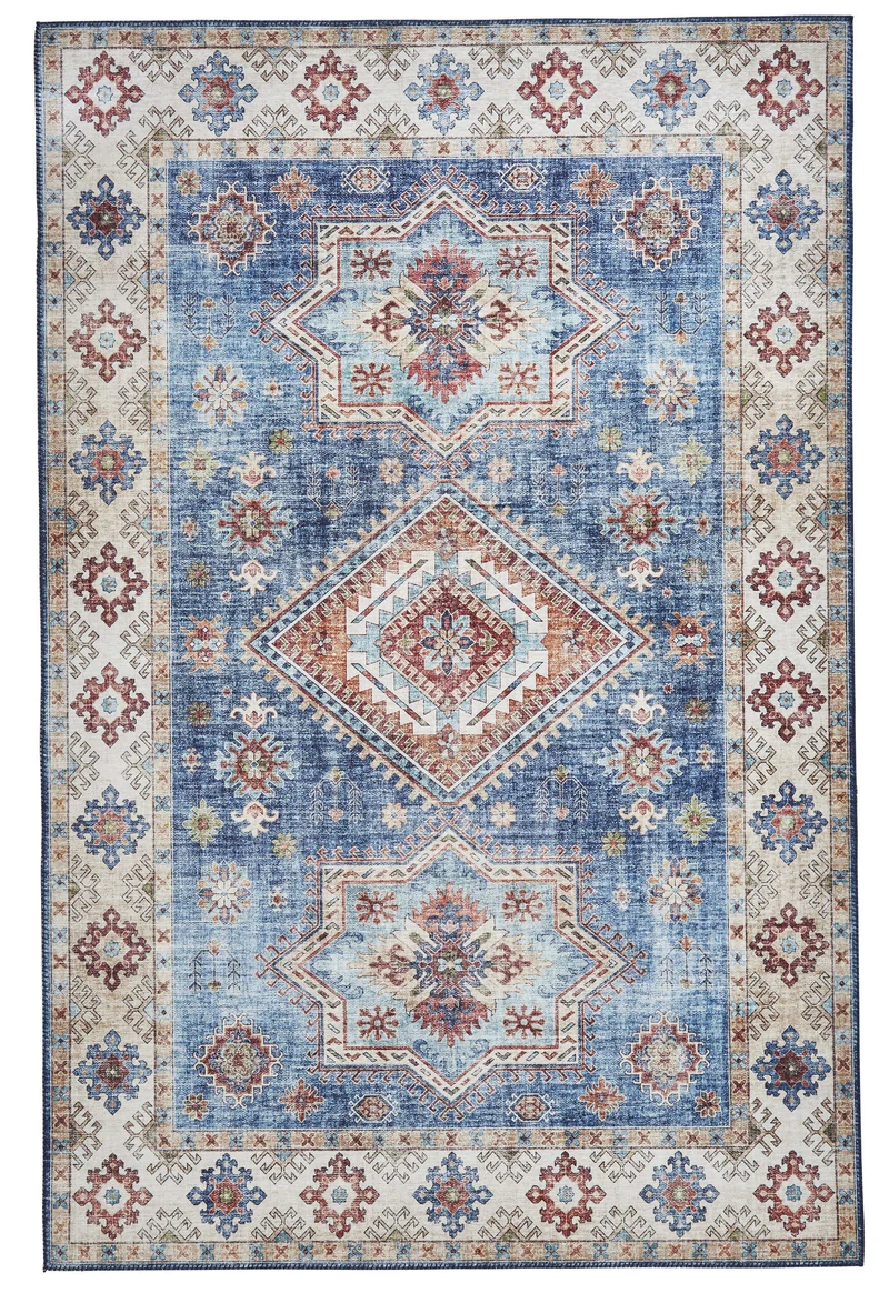 Tapis Bleu traditionnel kilim pour salon et couloir TOPAZ