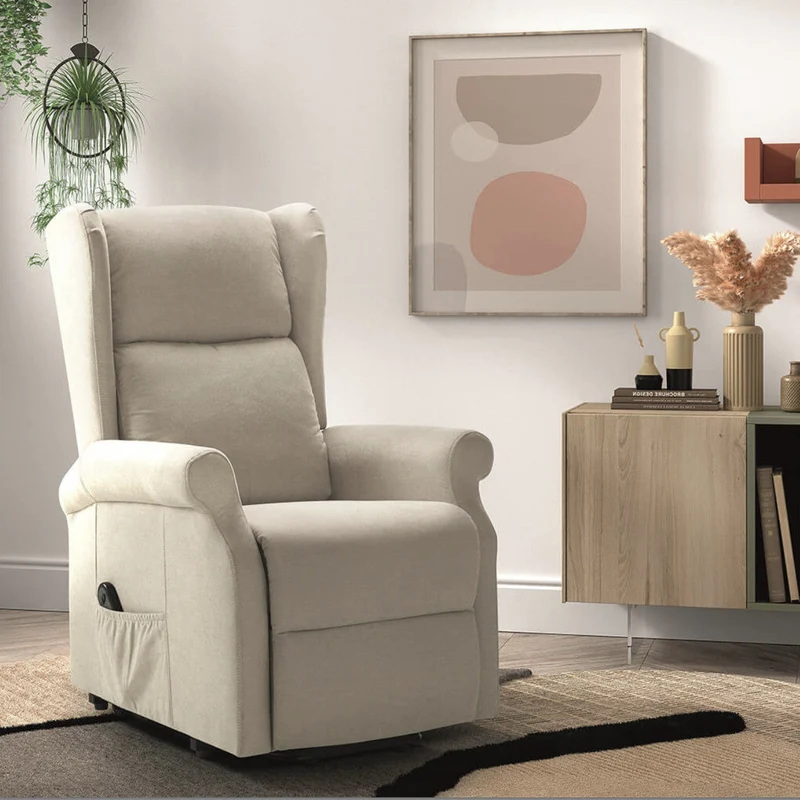 Fauteuil de relaxation électrique LES TENDANCES Agora releveur électrique 1 moteur tissu beige clair