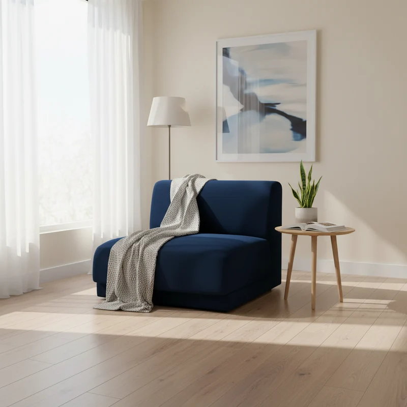 Module de canapé MICADONI Miley en tissu velours bleu roi