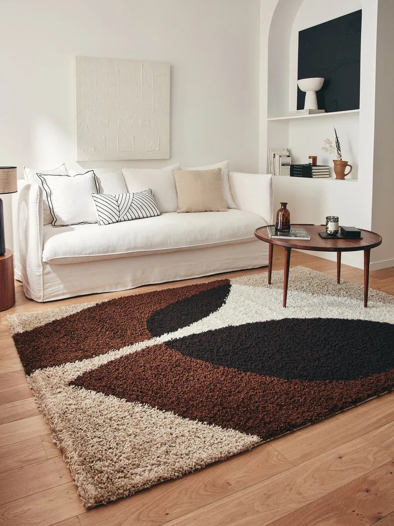 PALERME - Tapis à poils long motif structuré - PAL1061MAR