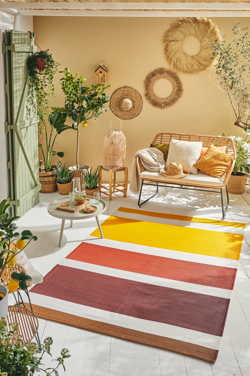 CAPRI - Tapis de jardin orange à lignes dégradées - CAP1744ORA