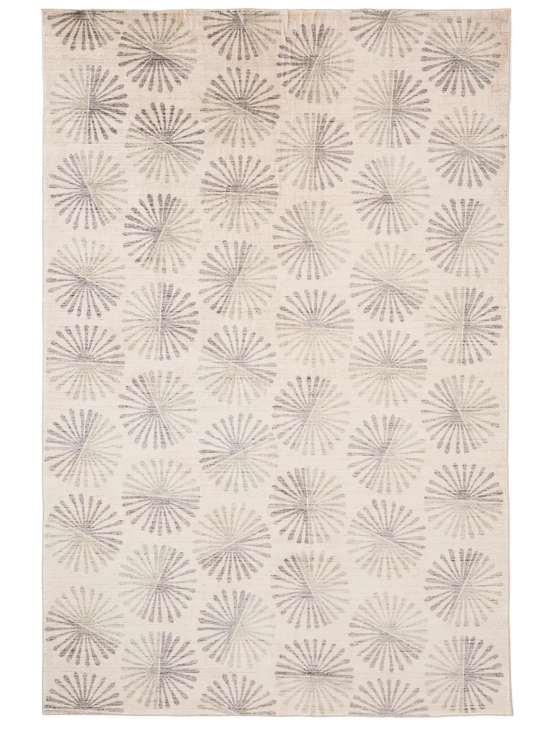 Tapis retro motif à fleurs beige et gris 120x170 cm