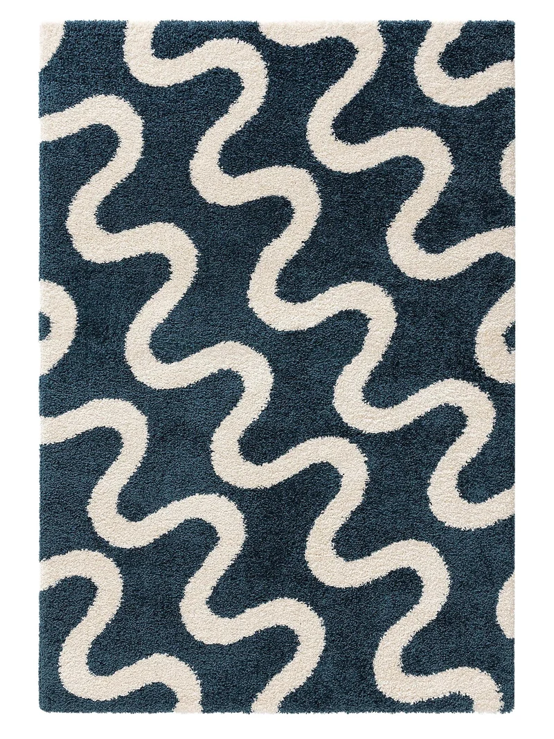 Tapis rétro design bleu 200x290 cm