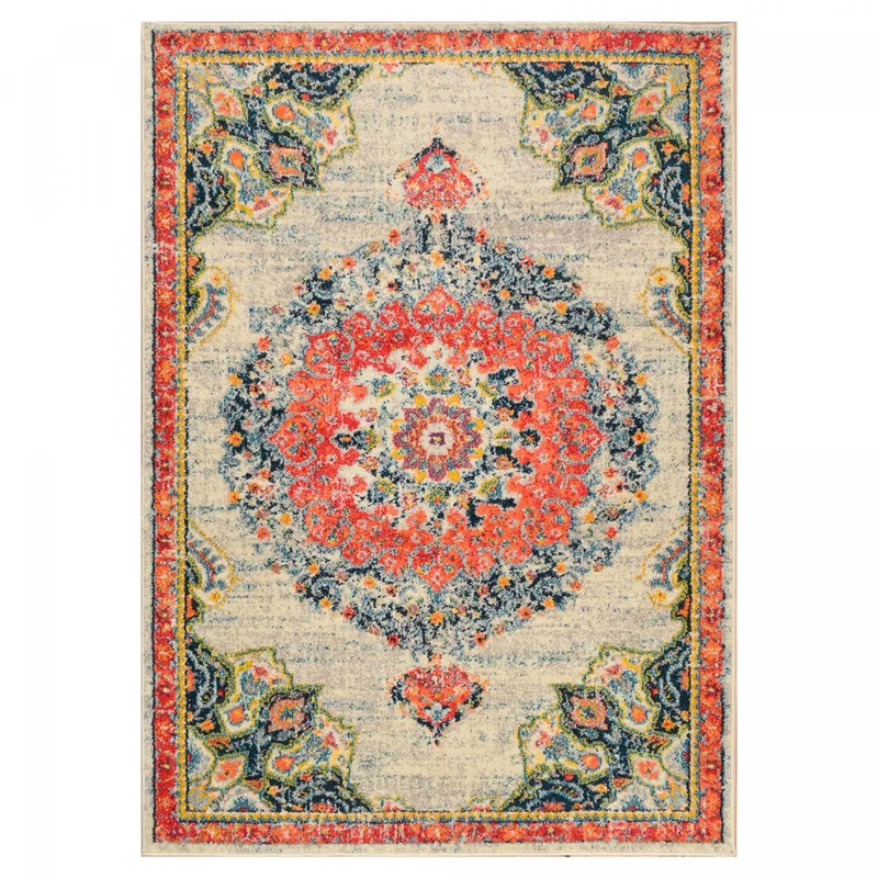 Tapis Style Orient Crème et Rouge en Polypropylène 120x170 cm – Jadorel