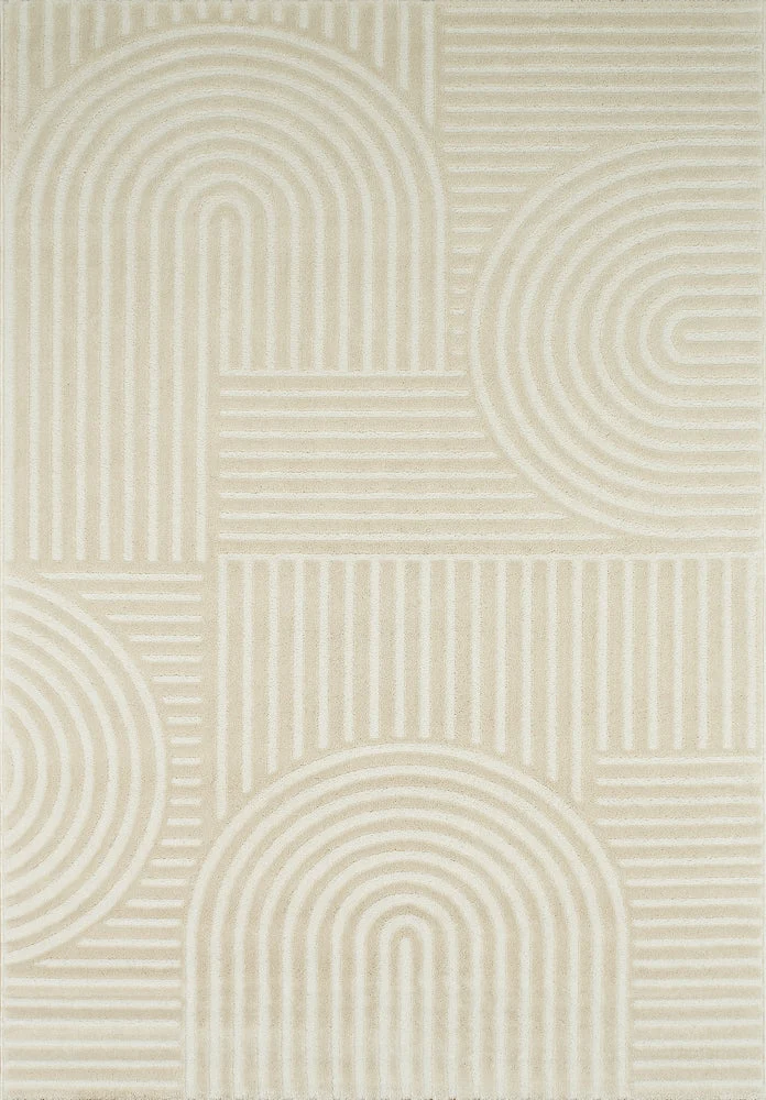 BIANCA - Tapis salon crème à motif arc - BIA163CRE