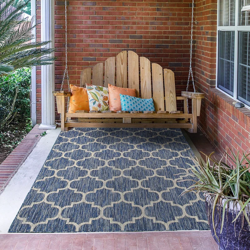 MOA - Tapis d'extérieur bleu et blanc carré - MOA634BLE