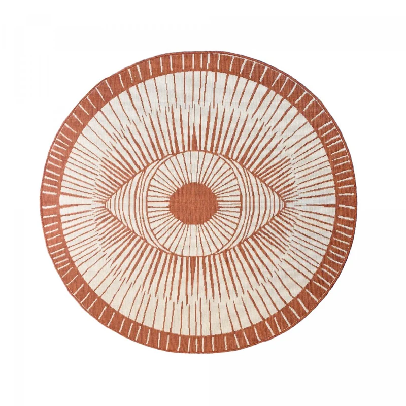 Tapis d'Extérieur Rond Orange Cosmic Réversible 120x120 cm – Jadorel