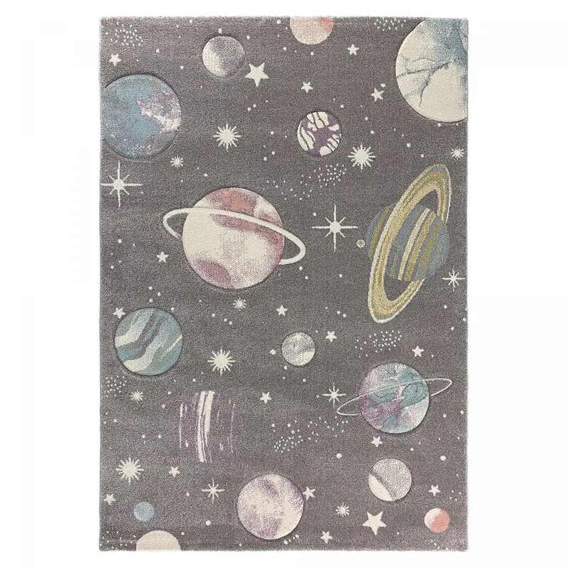 Tapis Enfant Gris Planetkids en Polypropylène 120x170 cm – Jadorel