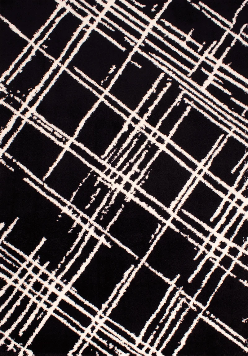 OSLO - Tapis abstrait noir motifs géométriques noir - OSL668NOI