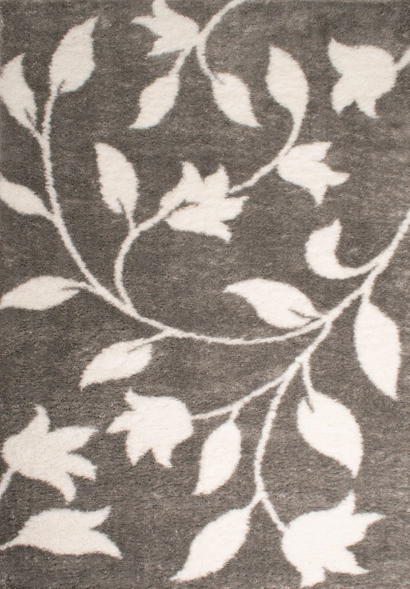 OSLO - Tapis motifs fleurs gris style moderne - OSL637GRI