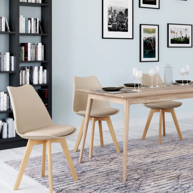 Lot de 2 chaises scandinaves Nordia beige