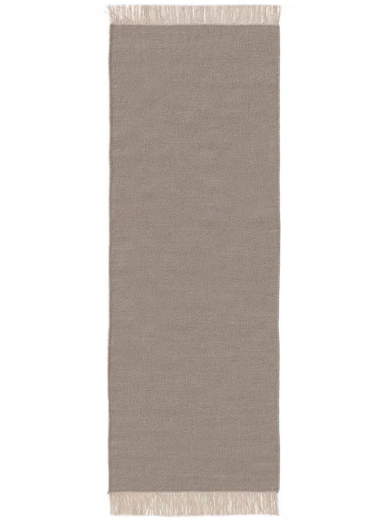 Tapis scandinave uni à franges descente de lit gris clair en laine 70x200 cm