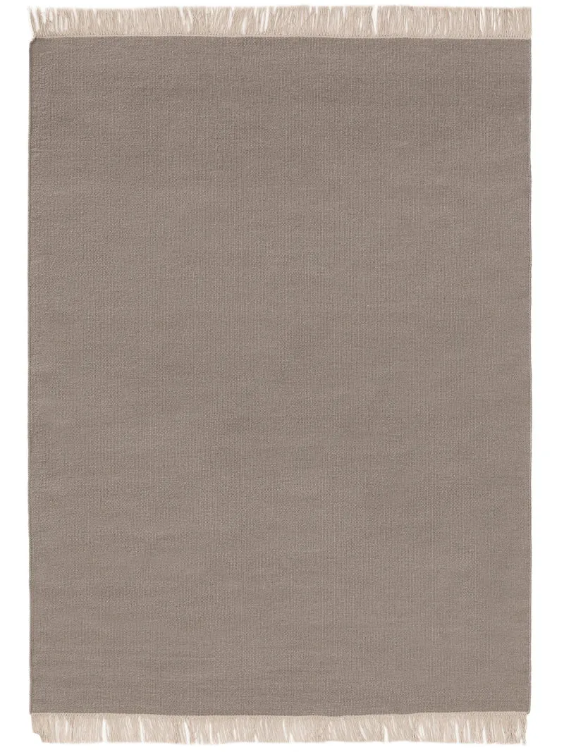 Tapis scandinave uni à franges gris clair en laine 140x200 cm