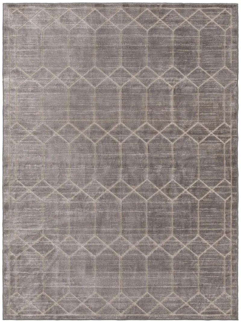 Tapis bohème motif losange gris 66x110 cm