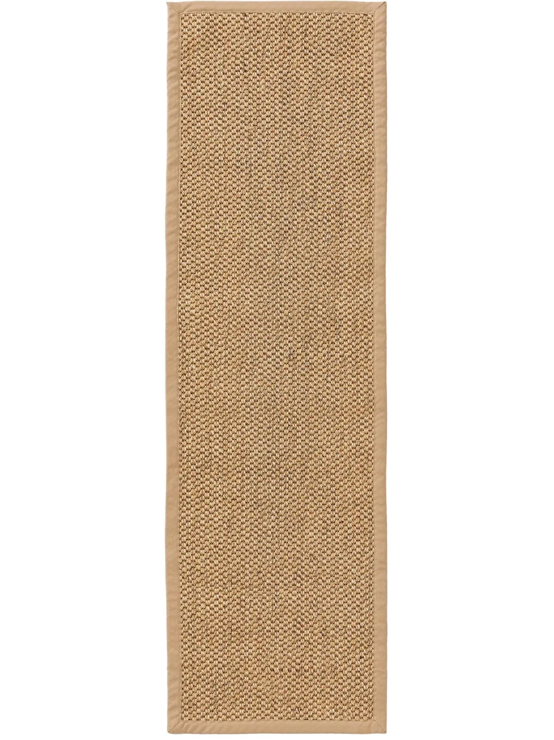 Tapis scandinave uni tressé de couloir beige en sisal 70x300 cm