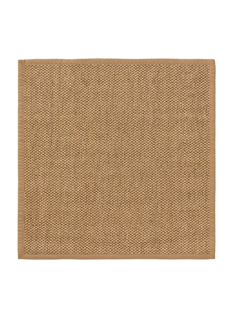 Tapis scandinave uni tressé carré beige en sisal 150x150 cm