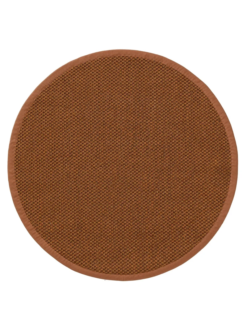 Tapis scandinave uni tressé rond orange rouille en sisal 150 cm de diamètre