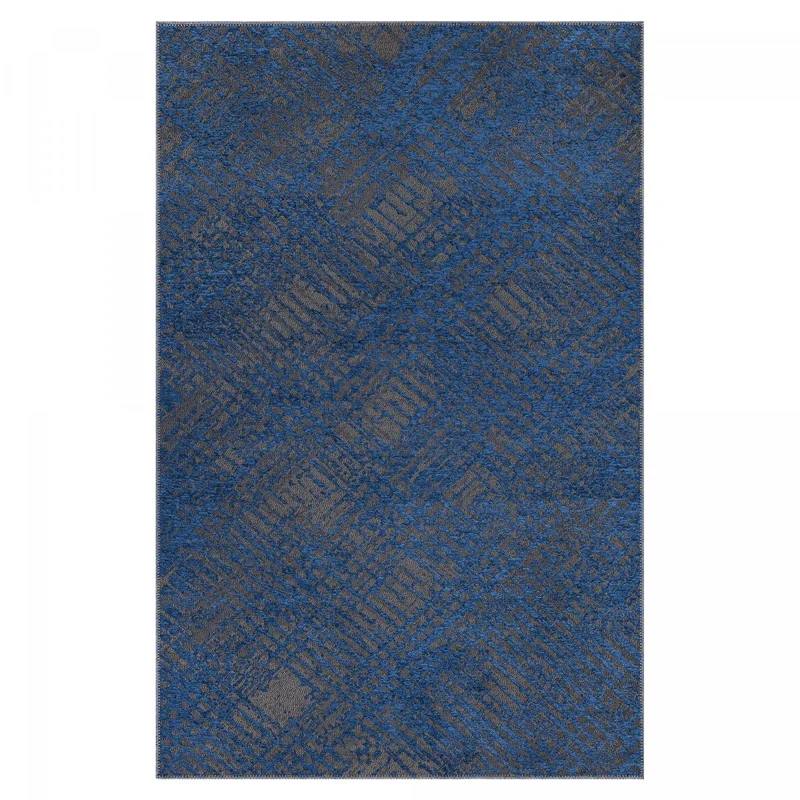 Tapis Kilim Bleu Teremide Relief en Coton 115x180 cm – Jadorel