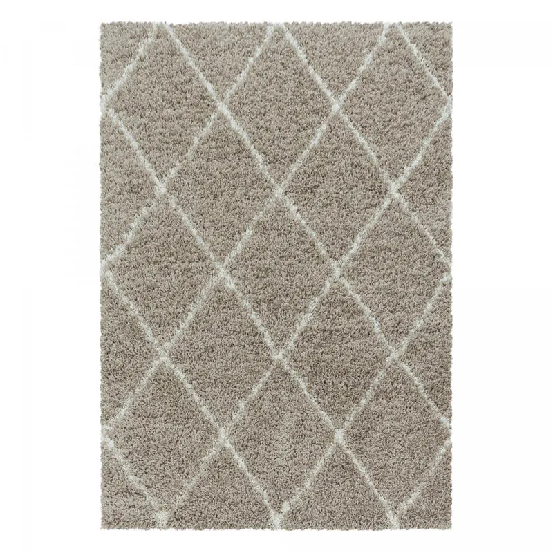 Tapis Shaggy Beige Style Berbère Al en Polypropylène 120x120 cm – Jadorel