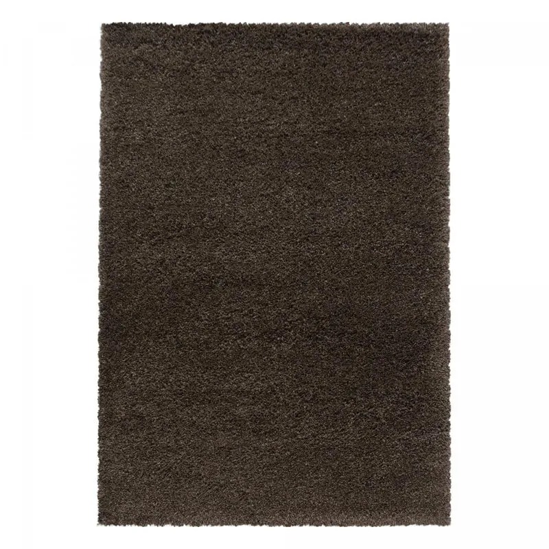 Tapis Shaggy Marron Flu en Polypropylène 120x120 cm – Jadorel