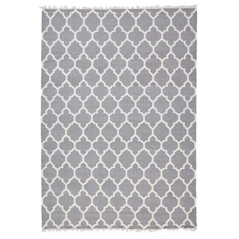 Tapis Kilim Gris Afari en Laine 110x160 cm – Royaume du Tapis