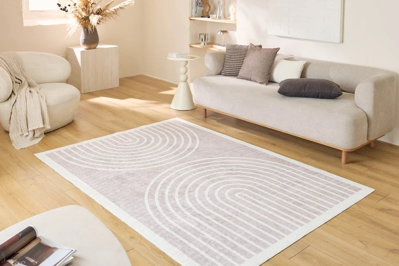 GREGE - Tapis lavable en machine motif arc en ciel - GRE751BEI