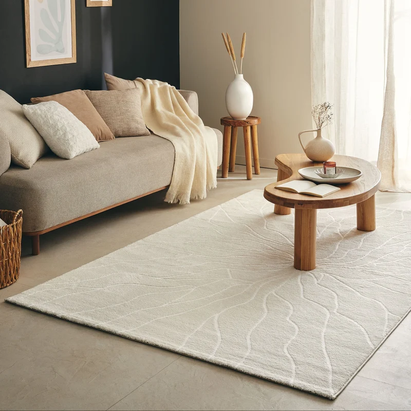 MEMPHIS - Tapis aux lignes ondulées crème - MEM566CRE