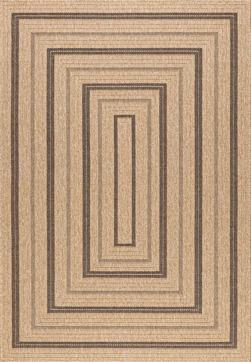 NATURE - Tapis effet jute naturel à motifs rectangulaires noirs - NAT8863NOI