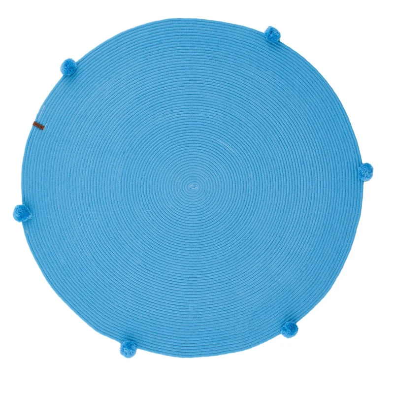 CALI - Tapis enfant rond aspect jute fait main bleu - CAL4304BLE
