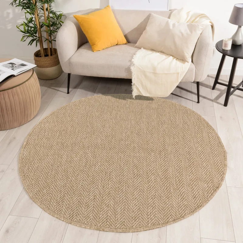 NATURE - Tapis rond effet jute naturel à motif chevron - NAT8753BEI