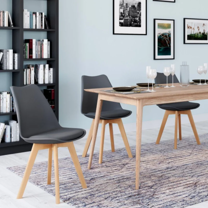 Lot de 6 chaises scandinaves Nordia Gris anthracite