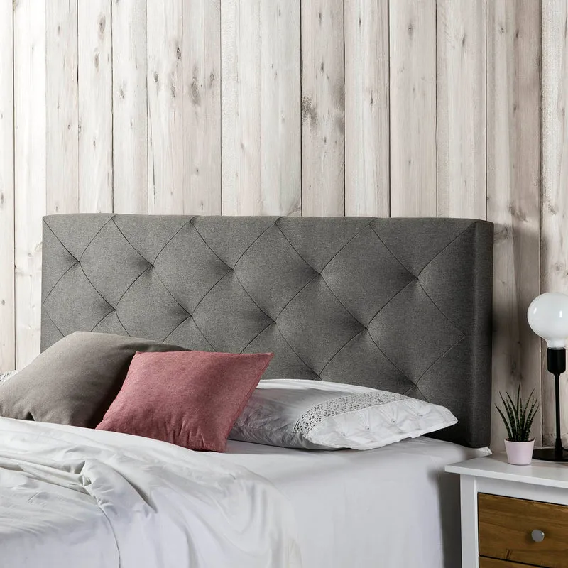 Tête de lit Milan capitonnée losange en tissu gris 90x60cm