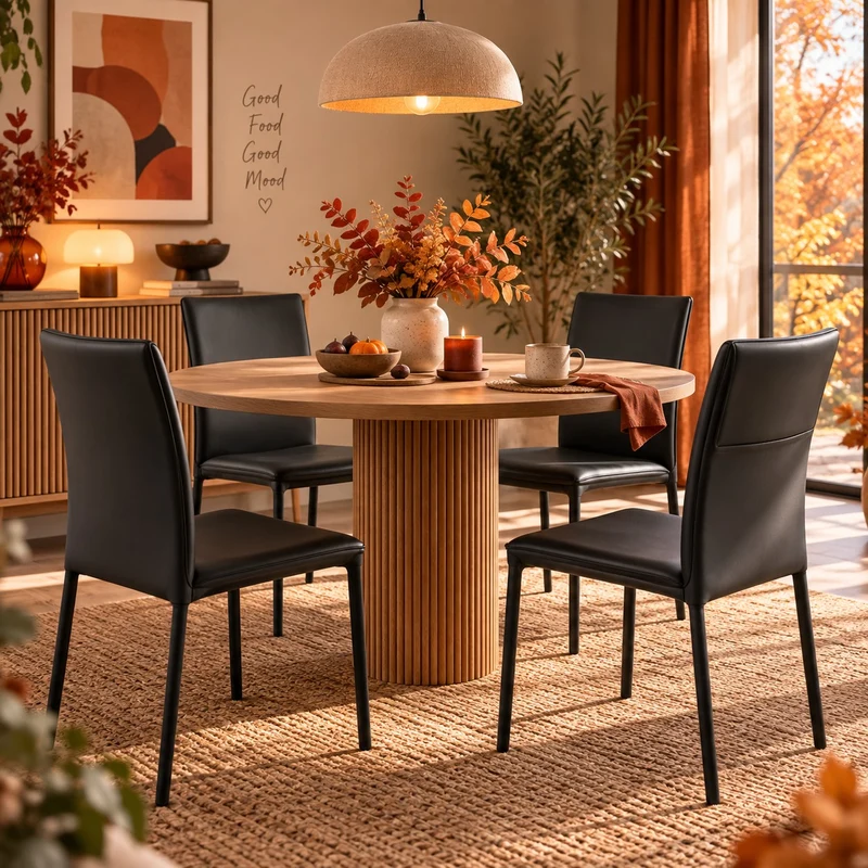 Lot de 4 Chaises LES TENDANCES Jazon en similicuir noir