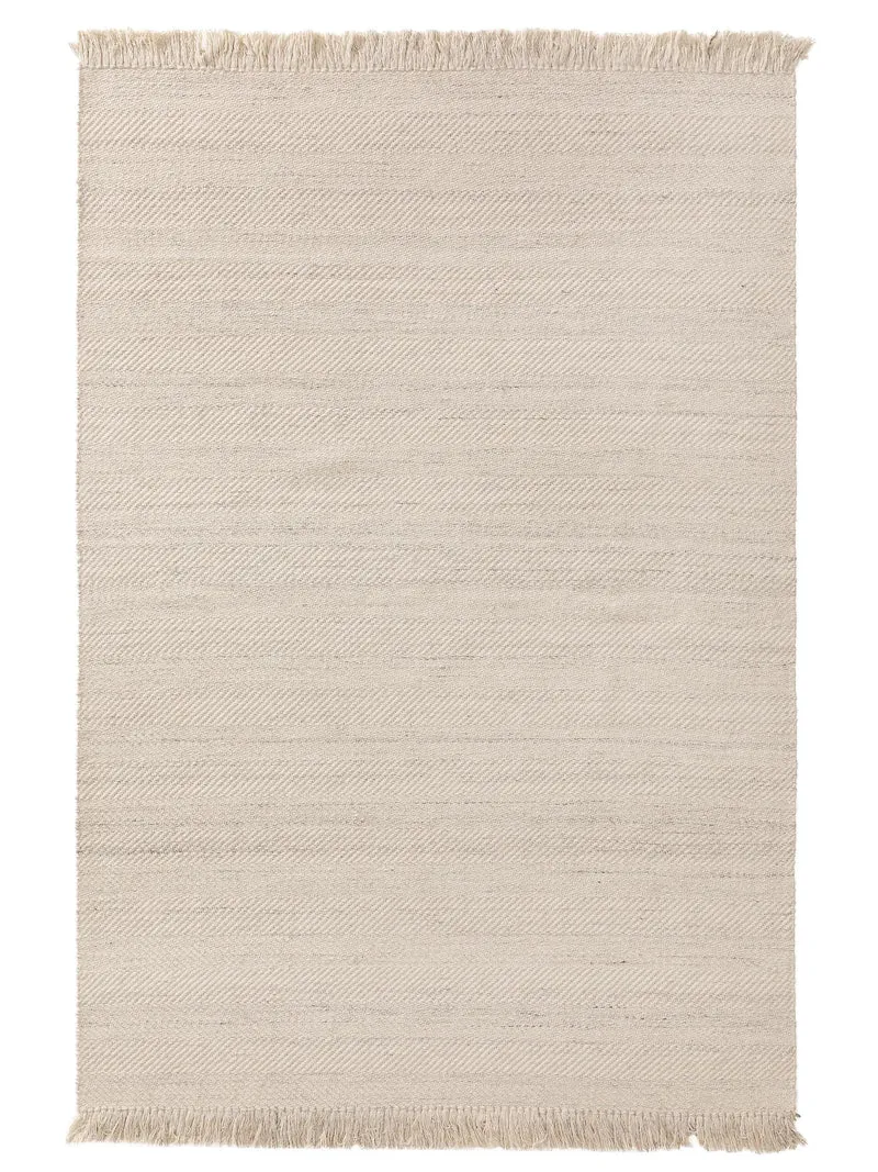 Tapis scandinave tressé à franges crème 80x150 cm