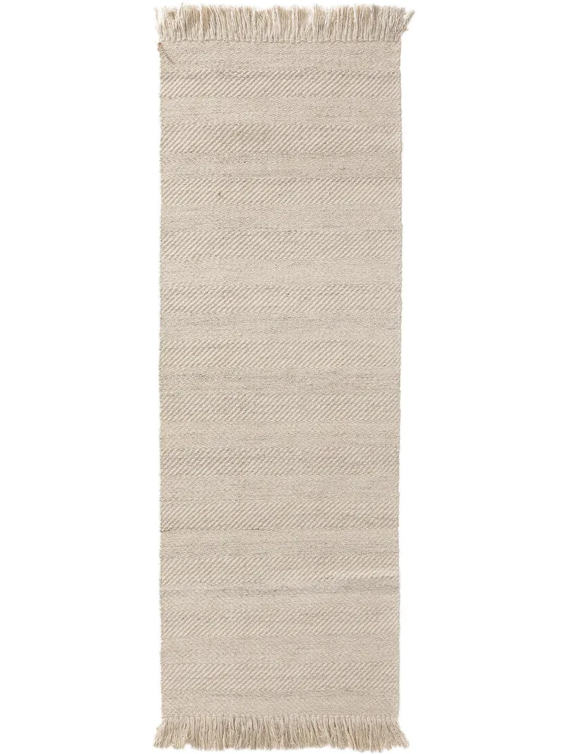 Tapis scandinave tressé à franges de couloir crème 70x200 cm