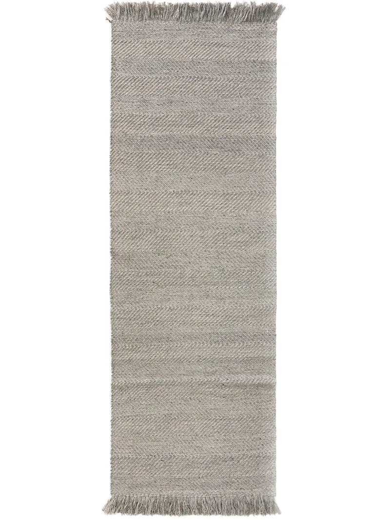 Tapis scandinave tressé à franges de couloir gris clair 70x200 cm