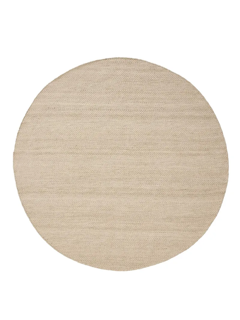 Tapis scandinave tressé à franges rond beige 250 cm de diamètre