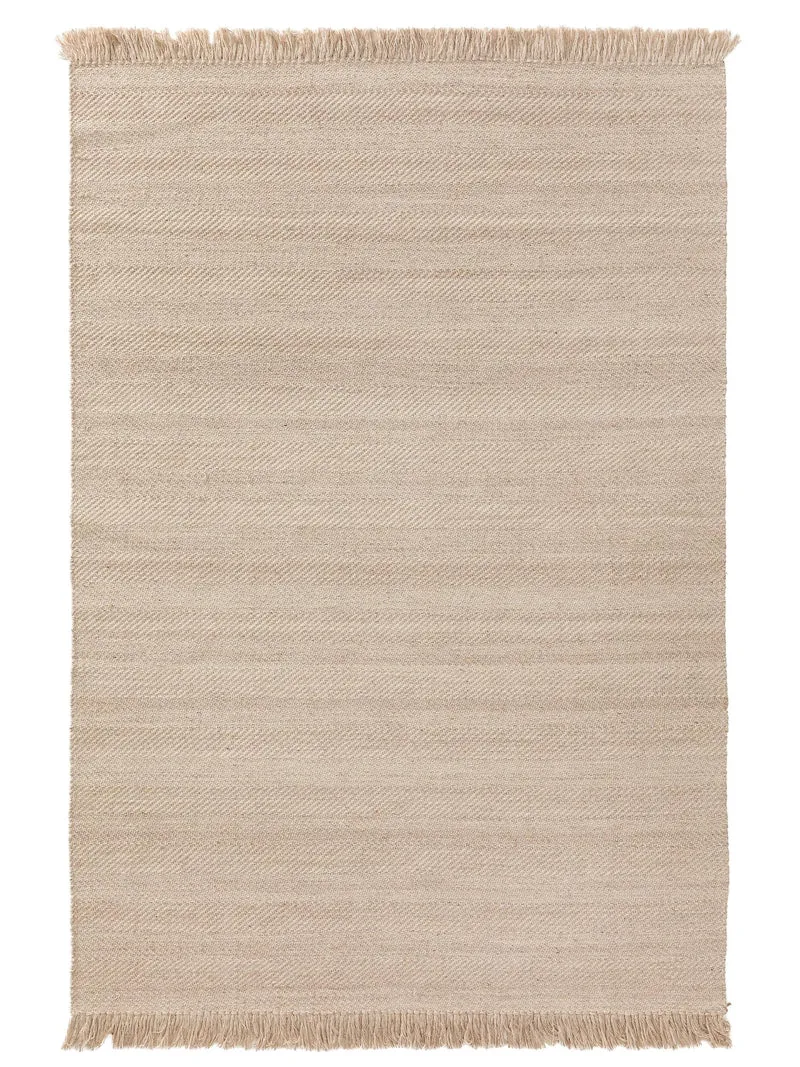 Tapis scandinave tressé à franges beige 80x150 cm