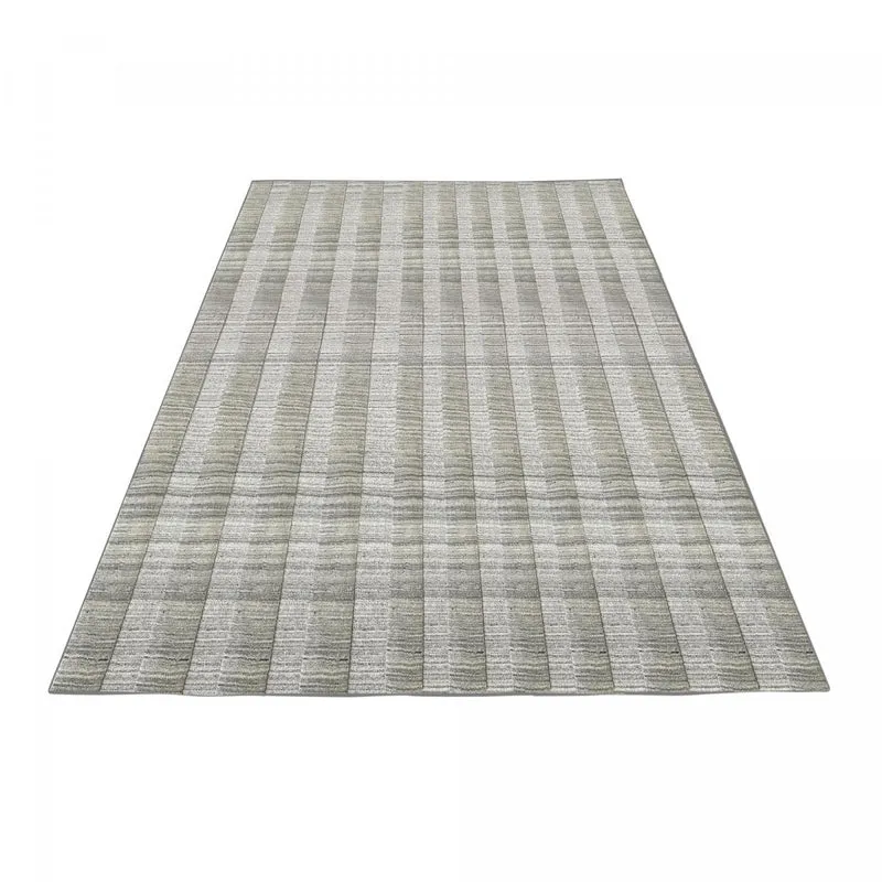 Tapis Gris Banda Relief en Laine 120x170 cm – Jadorel