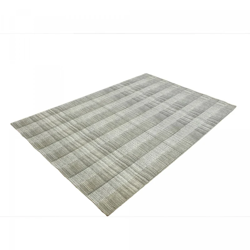 Tapis Gris Banda Relief en Laine 120x170 cm – Jadorel