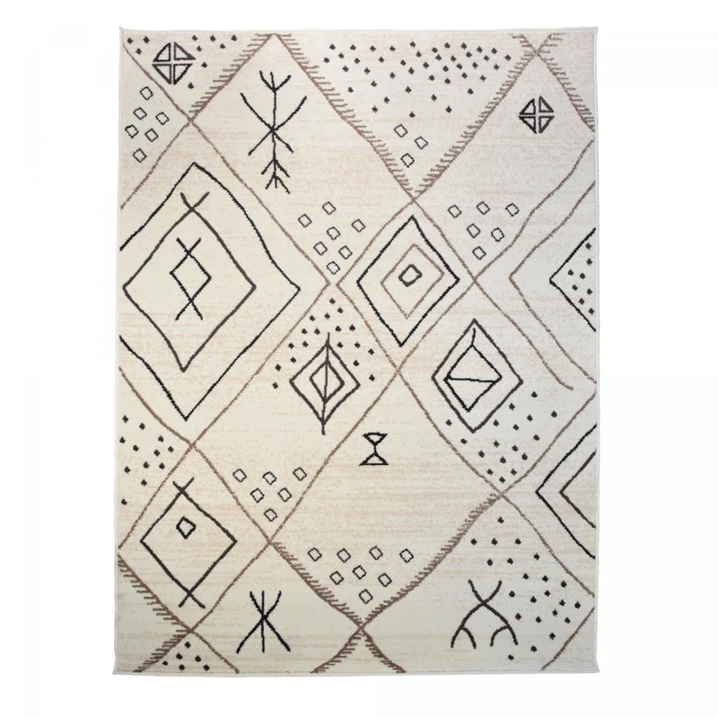 Tapis Style Berbère Crème Darbouk en Polypropylène 120x170 cm – Jadorel